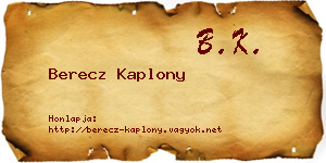 Berecz Kaplony névjegykártya